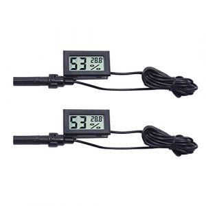 2Pcs Hygrom&egrave;tre Thermom&egrave;tre, Mini Thermom&egrave;tre Num&eacute;rique Jauge d'Humidit&eacute; avec Sonde Affichage LCD pour Incubateur Reptile Plante Serre (AILOVA, neuf)