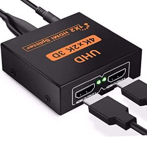 Splitter HDMI, Répartiteur HDMI 1 en 2 Sorties, 4K 3D 1080P Câble Adaptateur de Distributeur HDMI 1 à 2 Voies pour PS4, Xbox, LED, LCD, DVD, Lecteur, HDTV, projecteurs (Rainbow185, neuf)