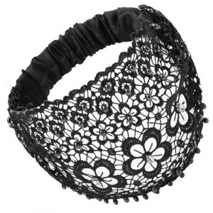 Large bandeau en dentelle - bandeau en perles de dentelle, cerceau de tête en dentelle florale perlée | Accessoires de cheveux de bandeau en dentelle vintage pour femmes filles, écharpe de cheveux élé (junzhixinxi88, neuf)
