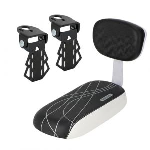 BWBIKE V&eacute;lo Si&egrave;ge Arri&egrave;re V&eacute;lo V&eacute;lo V&eacute;lo V&eacute;lo V&eacute;lo De Montagne en Cuir PU Coussin Souple Si&egrave;ge Arri&egrave;re Porte-Bagages Si&egrave;ge Enfants avec Dossier et Repose-Pieds, Noir Blanc + Noir (Bowen EU, neuf)