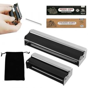 FINEASY 2 Pi&egrave;ces Rouleuse &agrave; Cigarette, 78mm+110mm Rouleuse a Joint, Pratique Noir Machine &agrave; Rouler Joint, Rouleau de Cigarette avec Papier &agrave; Cigarette, Machine a Rouler les Cigarettes (HENYIN, neuf)