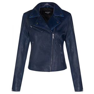 Infinity Leather Veste en Cuir Bleu pour Dames de Style Classique pour Motards S (Infinity Leather Collection, neuf)