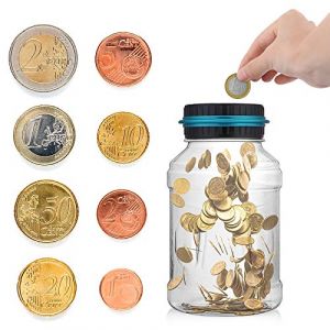 Tirelire Electronique, 1.5L Tirelire Numérique avec Compteur, Compteur de Pièces Automatique avec Écran LCD, Banque D'économie de Pièces de Monnaie, pour Enfants et Adultes Noël Cadeau d'anniversaire (easy Reach Sheng, neuf)