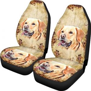 Poceacles Ensemble de Housses de Siège de Voiture à Motif de Labrador Mignon - Accessoires Automobiles pour Sièges Baquet (Poceacles, neuf)