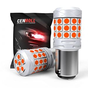 Cenmoll 1157 380 P21/5W BAY15D Ampoule LED Rouge, Super Lumineux 40W 2000LM 2V-24V Canbus Sans Erreur P21/5W BAY15D Ampoules de Voiture pour Feu de Stationnement de Recul Feu Arri&egrave;re Frein, Pack de 2 (BIToo, neuf)