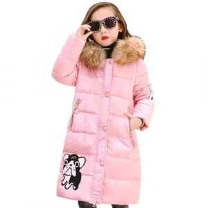 Tilozs Enfant Fille Manteau d'Hiver Chaud mi Long Doudoune Epais Veste &agrave; Capuche Fourrure Matelass&eacute; Parka Coupe Vent, Rose, 9-10 ans(Taille du fabricant：140) (Zyolla, neuf)