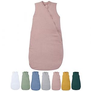 Le Lit de Mon Bébé - Gigoteuse Hiver Gaze de Coton - 6-24 Mois - Vieux Rose - Douillette Double Mousseline ouatinée - Turbulette 4 Saisons 6 Mois 2 Ans 3,5 Tog Chaude - Taille Enfant 60-95 cm (P'tit Basile, neuf)