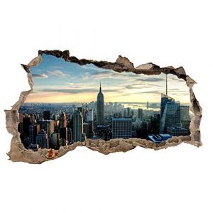 Sticker mural, 3D, pour chambre &agrave; coucher ou salon, motif de villes et paysage, h x l : 60 x 100 cm, (WL08 New York) (Finest-Folia, neuf)