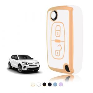 TOOMUME Coque Clé TPU, Etui Clé Étui Clé Adapté pour Peugeot 207 CC 308 SW 607 Expert Partner Tepee Citroen C4 C3 Picasso Berlingo Fiat Scudo, Couvre Clef Cache Cle Voiture Telécommande - Flip Key (TOOMUME, neuf)