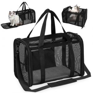 Vasmeiy Sac Transport Chat,Sac de Transport pour Chat d'Extérieur Pliable et Respirant,avec Bandoulière Réglable et Matelas Souple,Sac Chat Transport pour Chat et Chien Voyage en Train/Voiture,Noir (E SHOP HAVEN, neuf)