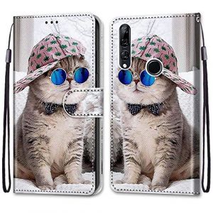 Mo-Somnus Coque pour Huawei P Smart Z/Y9 Prime 2019/Honor 9X/9X Premium, Etui en Cuir PU Portefeuille Housse Coque avec 360 Degr&eacute;s Silicone Protection Cover Cuir Pochette Magn&eacute;tique(Chats 4) (Mo-Beauty EU Store, neuf)