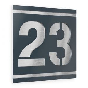 Graviers Design plaque num&eacute;ro de maison pour ext&eacute;rieur &ndash; 230x230 mm, finition anthracite RAL 7016, acier inox V2A, personnalisable (Graviers GmbH, neuf)
