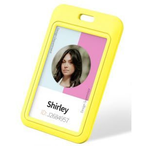 Uniclife Lot de 3 porte-badges coulissants en plastique jaune avec fen&ecirc;tre transparente pour cartes d'identit&eacute; de bureau, cartes de cr&eacute;dit, cartes de proximit&eacute;, permis de conduire et laissez-passer (Dinglang, neuf)