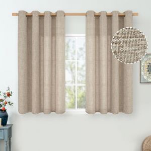 Quejas Rideaux courts 114 cm pour fen&ecirc;tre petite, rideaux semi-transparents toile jute filtre lumi&egrave;re, chambre &agrave; coucher, 132 cm large, avoine (MiaoMA, neuf)