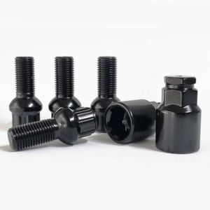 TRACER Lot de boulons de roue antivol M14 x 1,5 27 mm à tête sphérique R13 noir avec 2 adaptateurs compatibles avec Audi, VW, Seat, Skoda (TUNERSHOP, neuf)