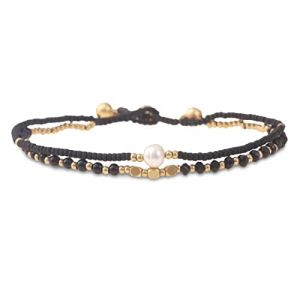 Made by Nami Bracelet de cheville avec perles pour surfeur femme et fille, fait à la main, accessoire de festival et de plage, style hippie de Goa, multicolore oriental, 23 cm, Coton (alexpura, neuf)