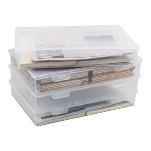 Granvoo Lot de 4 boîtes d'archives portables,Porte Documents A4,Boîte de rangement transparente A4 empilable,Boîte De Rangement Plastique Matériel,pour documents,lettres,scrapbooking,magazines (VALENTIN COMPRA, SOCIEDAD., neuf)