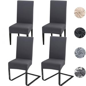 Housse de Chaise Extensible 4 pièces Housse de Chaise Salle à Manger Amovible Lavable Universel Durable Matériau Spandex Moderne pour Cuisine Decoration, Hôtel, Mariage, Anthracite (meision, neuf)