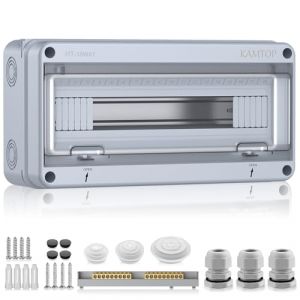Kamtop Bo&icirc;tier de Distribution &Eacute;tanche IP65 18 Voies &ndash; Couvercle Transparent, Rail DIN Pr&eacute;install&eacute;, ABS Antichoc &ndash; Tableau &Eacute;lectrique Ext&eacute;rieur pour Garage, Jardin, Sous-sol (KAMTOP FR, neuf)