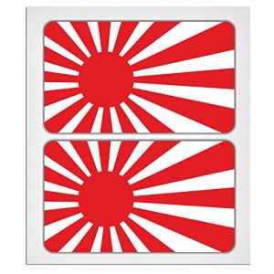 EU-Decals - MioVespa Collection Lot de 2 autocollants laminés Motif drapeau du soleil levant du Japon 70 mm - Rouge, Vinyle, Japonais, Sticker (BILLET ONE, neuf)