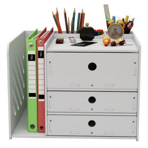 Kaishuai Organisateur de Bureau,Rangement Bureau Organisateur avec 1 Porte-revues-3 Stylos Compartiments et 3 compartiment rangement tiroir pour bureau,maison,&eacute;cole,Organiseurs multim&eacute;dia (Kai shuai, neuf)