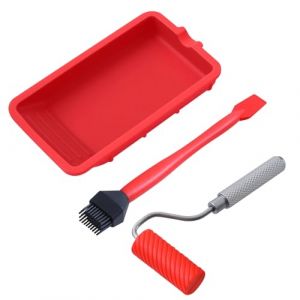 GOEDCH Rouleau de Colle à Bois: Rouleau de Colle Réutilisable, Pinceau à Colle avec Bac à Peinture en Silicone, Ensemble Applicateur de Colle pour L 'Artisanat, Le Travail du Bois, Application Rapide (VENIZELOU-EC, neuf)