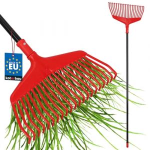 KOTARBAU&reg; Rateau &Agrave; Feuilles - Plastique - 38 cm - avec Manche en Aluminium - Extra-Click - Rateau Jardin - Ramasse Feuilles - L&eacute;ger - Rouge & Noir - Ergonomique (KOTARBAU, neuf)