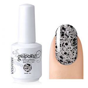 Vishine Vernis à ongles Semi-permanent Soak Off UV LED Gel Polish Diy Manucure Blanc&Noir paillettes (1862) (Vishineshop, neuf)