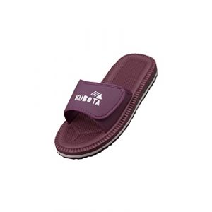Kubota Claquettes à scratch Homme – Sandales été – Claquettes avec fermeture auto-agrippante – Chaussures pour piscine et plage – Chaussons – Bordeaux – 42 (Kubota Store, neuf)