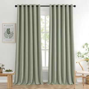 MIULEE Rideau Occultant Largeur 200 CM Lot de 2, Vert Sauge Rideau Thermique Anti Chaleur Fenetre à Oeillets pour Chambre Salon Rideaux Opaque, Rideaux Grande Largeur Decoration Maison 200x245 (MIULEE HOME, neuf)