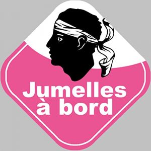 B&eacute;b&eacute;s &agrave; bord jumelles corse (15x15cm) - Autocollant/Sticker (AtouStickers, neuf)