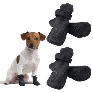 Lot de 4 Chaussures pour Chien, Chaussettes Chien Antidérapantes, Respirantes Chaussure Chien Extérieur, avec Sangles Réglables, Chaussette Chien Protection Plaie, Bottines Chien 3,7 cm (Taille S) (YYBYEU, neuf)