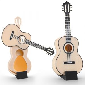 2 Pi&egrave;ces Mediator Guitare, Accessoire Porte Mediator Guitare, Bo&icirc;te de Rangement Forme 3D Mini Accessoire guitare Compact pour Plectres, 11x4,3x1,4cm, Blanc (duozeamz, neuf)