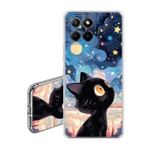 JEZSTHAI Coque Compatible avec Honor X8 5G Housse Silicone TPU Transparente Souple Antichoc,&Eacute;tui de Protection avec Motif Dessin Esth&eacute;tique,Chat (KARSTHAI, neuf)