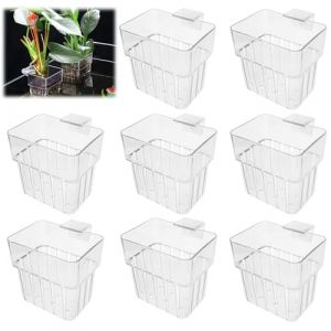 WANDGU Lot de 8 supports de plantes d'aquarium : support de plantes pour aquarium, acrylique transparent, suspendu, plantes d'aquarium suspendues, plantes aquatiques pour aquarium (CAUSEWAY CONSTRUCTINO, neuf)