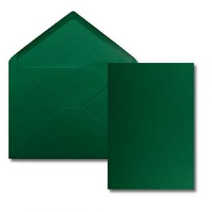 Lot de 150 cartes avec enveloppes - Cartes simples au format A5 (14,8 x 21 cm) - Enveloppes au format C5 (15,4 x 22 cm) - Avec fermeture par collage humide - Vert fonc&eacute; (GUSTAV NEUSER GmbH, neuf)
