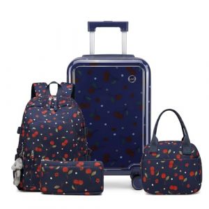 Sea choice Valise Enfants 4 Pi&egrave;ces Bagage &agrave; Main Polycarbonate Rigide &agrave; Sac &agrave; Dos Cabine Trolley avec 4 Roues Pivotante &agrave; 360&deg; Bagages pour Gar&ccedil;on Fille, 53x34x21cm (Sunya EU, neuf)