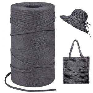 LEREATI Rafia Naturel Bobine 3mm x 300m Raphia à Crocheter Rafia Crochet, Fil de Raphia à Crocheter pour Sac, Chapeau, Paniers, Emballage Cadeau, Bricolage Décoration (Gris Foncé) (LEREATI, neuf)