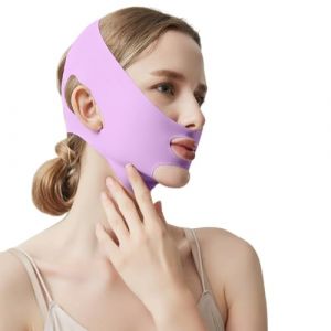 XBFOCNH Masque de lifting r&eacute;utilisable en V,Bandage de lifting du visage,Peut &ecirc;tre utilis&eacute; &agrave; tout moment,Convient &agrave; toutes les formes de visage,Violet (GU HONGHUI DE SHOP, neuf)