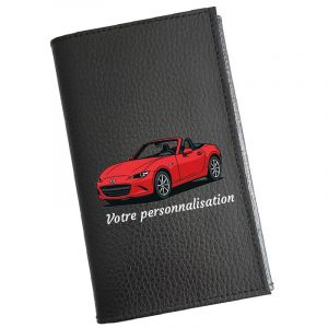 Syl'la &ndash; Porte-papiers Voiture Cuir Noir Motif D&eacute;capotable &ndash; &Eacute;tui Carte Grise, permis pour Homme &ndash; Personnalis&eacute; avec pr&eacute;nom (sylla city, neuf)