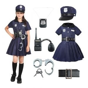 Wizland Enfants police costume fille, police uniforme costume Halloween fantaisie dress up 3-4 ans (Wizland, neuf)