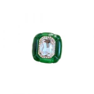 Bague en r&eacute;sine acrylique avec strass couleur bonbon, accessoire g&eacute;om&eacute;trique exag&eacute;r&eacute; pour femme, bijoux &agrave; la main, style r&eacute;tro europ&eacute;en et am&eacute;ricain (vert transparent) (YANMINGWENHUA, neuf)