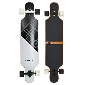 Apollo Planche Longboard Complète Deck Bambou et Fibre de Verre, Longboard Bambou Haut de Gamme avec Roulements à Billes ABEC 9, Flex 2 Longboards Dancing Ados Adultes, Cruiser Professionnel (Vevendo, neuf)