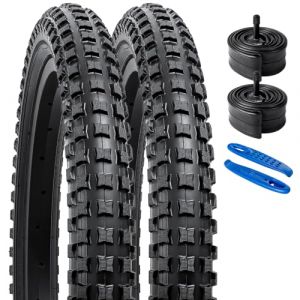 YunSCM 2PCS 20 Pouces Pneu Pliable 20X2.35 58-406 et 20 Pouces Chambre &agrave; air AV32mm Schrader Valve Compatible v&eacute;los de Course, VTT, v&eacute;los de Ville 20X2.30 20X2.35 20X2.40 Pneu v&eacute;lo et Chambre &agrave; air (YunSCM Direct, neuf)