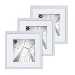 lincoolart Lot de 3 cadres photo, 30 x 30 cm, en bois MDF, blancs, carr&eacute;s, avec verre acrylique, pour images 20 x 20 cm avec passe-partout ou 30 x 30 cm, sans passe-partout (lincool, neuf)