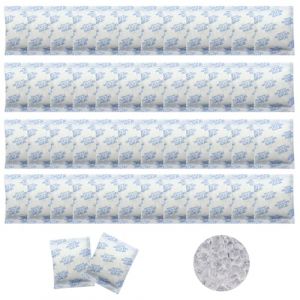 CUEMOON Lot de 50 sachets de gel de silicium, 10 g, sachets de gel de silice pour humidité, sac de séchage d'humidité, absorbeur de déshumidificateur pour tiroirs à chaussures, armoires (CUEMOON, neuf)