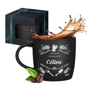 Maverton Mug personnalis&eacute; pour femmes - 40cl Tasse &agrave; Th&eacute; Personnalisable avec Pr&eacute;nom pour elle - Tasse d&eacute;corative pour Coll&egrave;gue - Cadeau original - Diff&eacute;rents Designs - int&eacute;rieur rouge - jardin (MAVERTON, neuf)