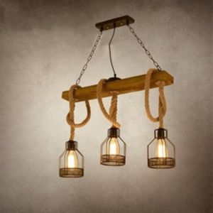 CNMKLM Lustre Industriel Vintage Corde de Chanvre Rustique Vintage Table &agrave; Manger Lustre Hauteur r&eacute;glable Salon Restaurant Coffee Shop cr&eacute;atif loft Lustre plafonnier &Eacute;clairage (Taille : 3 Heads) (CNMKLMM, neuf)