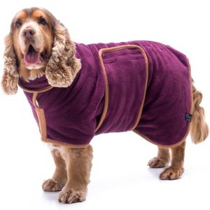 Lucky Paws® Peignoir Chien - Peignoir pour Chien à Double Couche - Peignoir Chien Super absorbante et Serviette pour Chien Ultra Douce en Un Seul Accessoire Chien Luxueux (XL, Prune) (Lucky Paws, neuf)