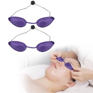 KARELLS Lunettes Bronzage, Lunette Uv Cabine, Lunettes Uv, 2 Pièces Lunette Uv, Lunettes de Solarium, Silicone Souple Durable Confortable, Lunettes de Solarium, Lunettes de Protection UV(violet) (Sweems, neuf)